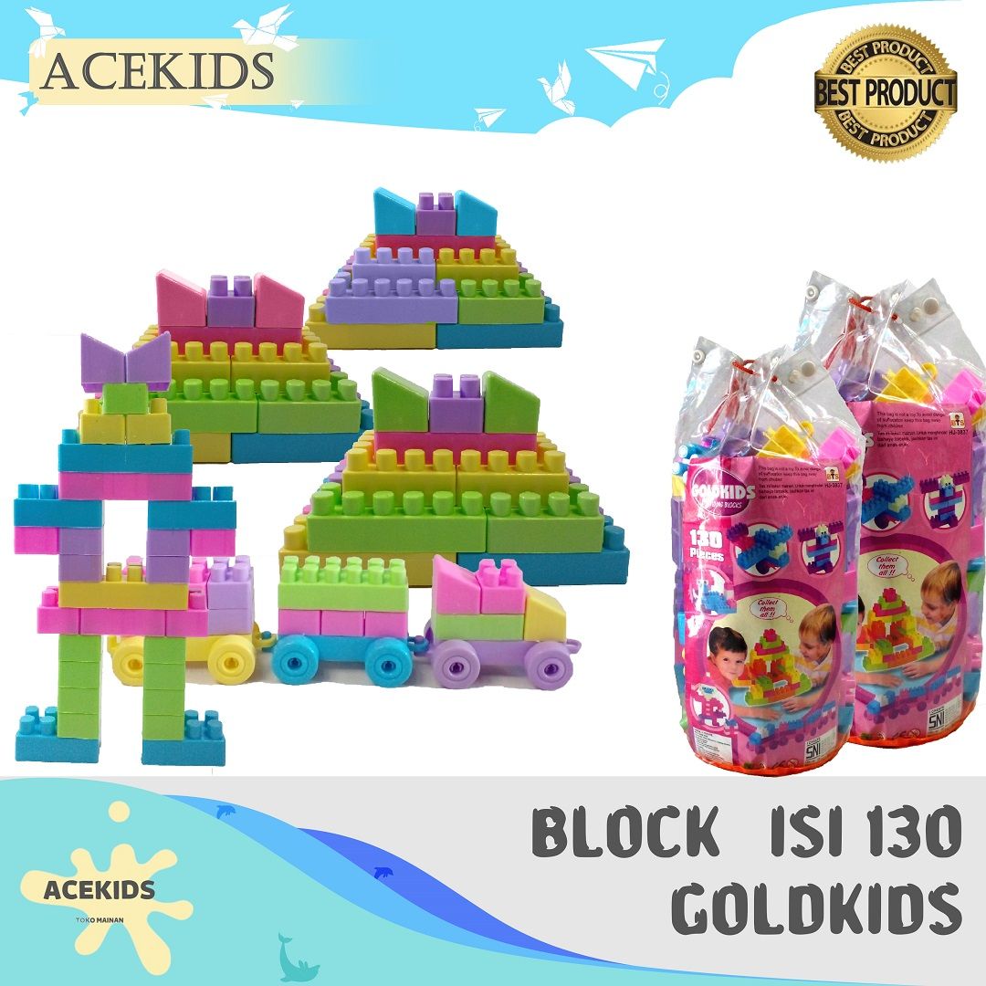 Acekids Mainan Edukasi Bloks Susun Anak Kreatif Bloks Goldkids Isi 130 Murah Original - HJ3837 - 1