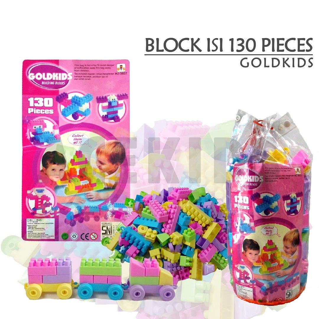 Acekids Mainan Edukasi Bloks Susun Anak Kreatif Bloks Goldkids Isi 130 Murah Original - HJ3837 - 3