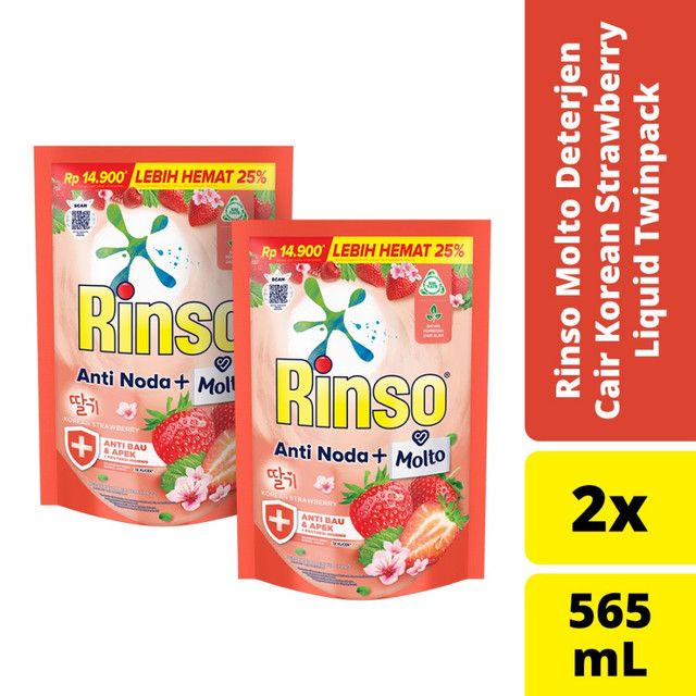 Rinso Molto Deterjen Cair Korean Strawberry Liquid 565ml Twinpack - 1
