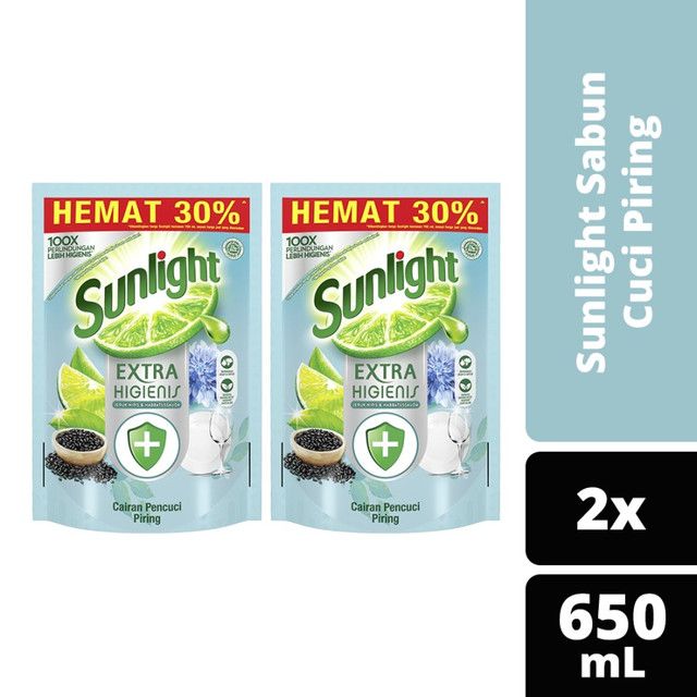 Sunlight Sabun Cuci Piring Higienis 650mL Twin pack - 1