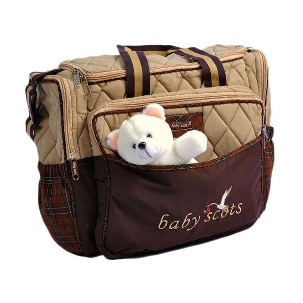 Baby Scots Tas Bordir Scots Embroidery Bag Ukuran Besar Dengan Boneka Coklat - 2