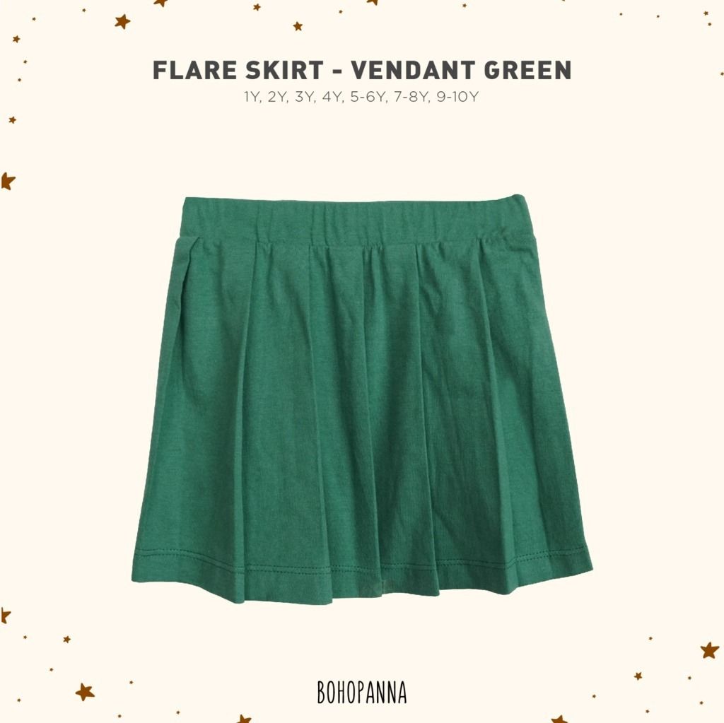 BOHOPANNA - FLARE SKIRT VENDANT GREEN 4Y - Rok Anak - 1