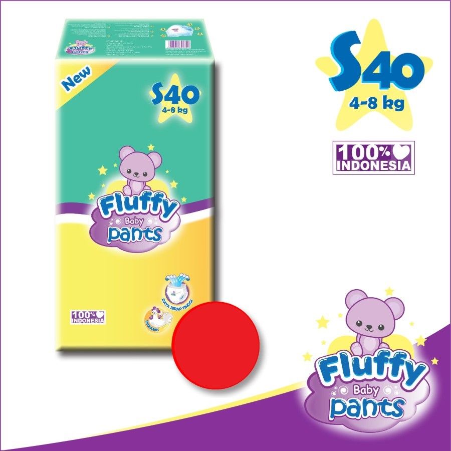 Fluffy Popok bayi Celana S isi 40 Lembar Baby Diapers Pants S40 - 1