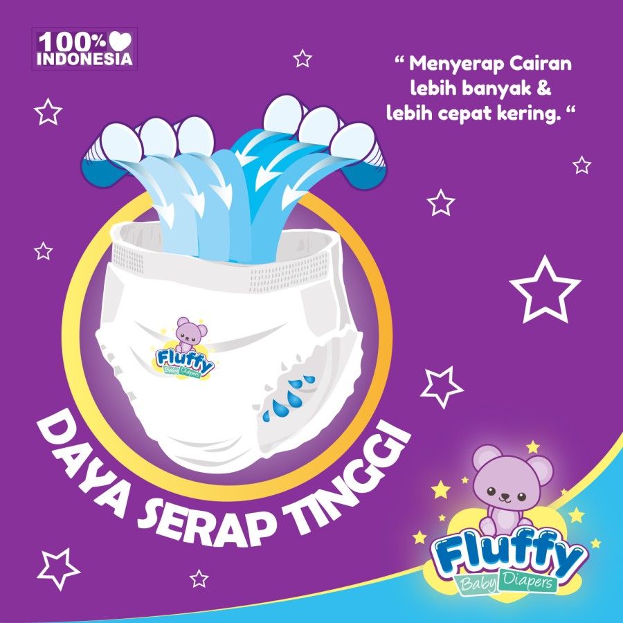 Fluffy Popok bayi Perekat M isi 36 Baby Diapers NB-M36 -10Kg New Born - 3