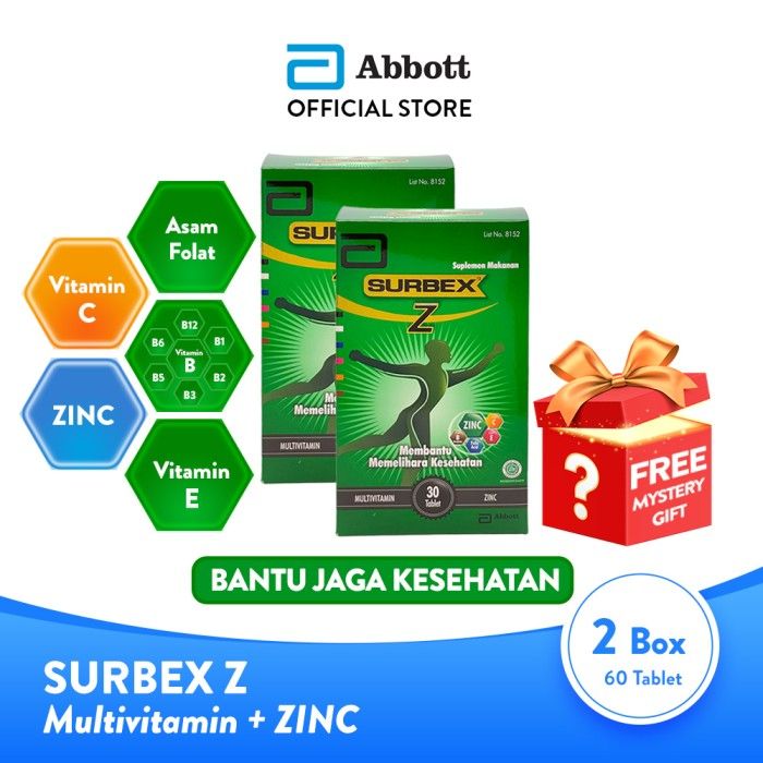 Abbott [Twin Pack] Surbex Z box 30 tab- Multivitamin FREE Mystery Gift - 1