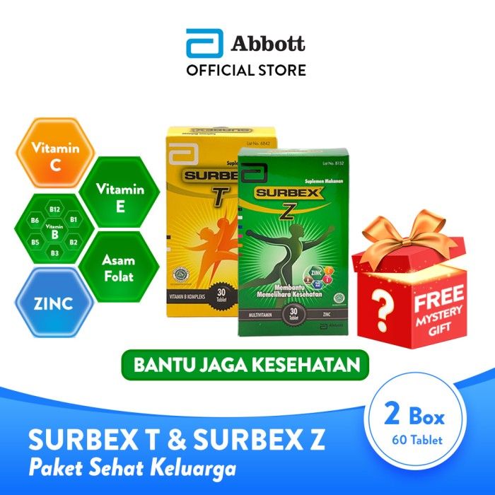 Abbott Surbex T & Surbex Z Vitamin box 30 tab FREE Mystery Gift - 1