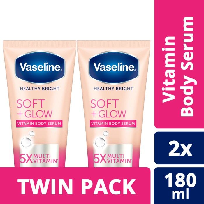 Vaseline Healthy Bright Vitamin Body Serum Soft Glow 180Ml isi 2 - 1