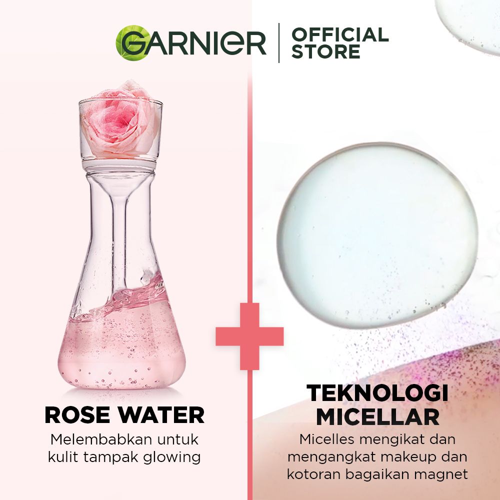 Garnier Micellar Water Rose Cleanse & Glow 125ml Twinpack - 2