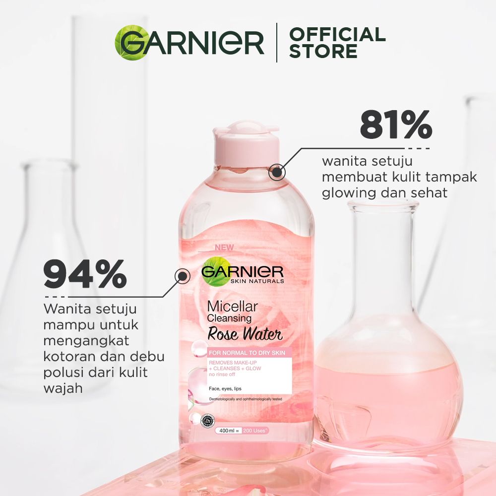 Garnier Micellar Water Rose Cleanse & Glow 125ml Twinpack - 3