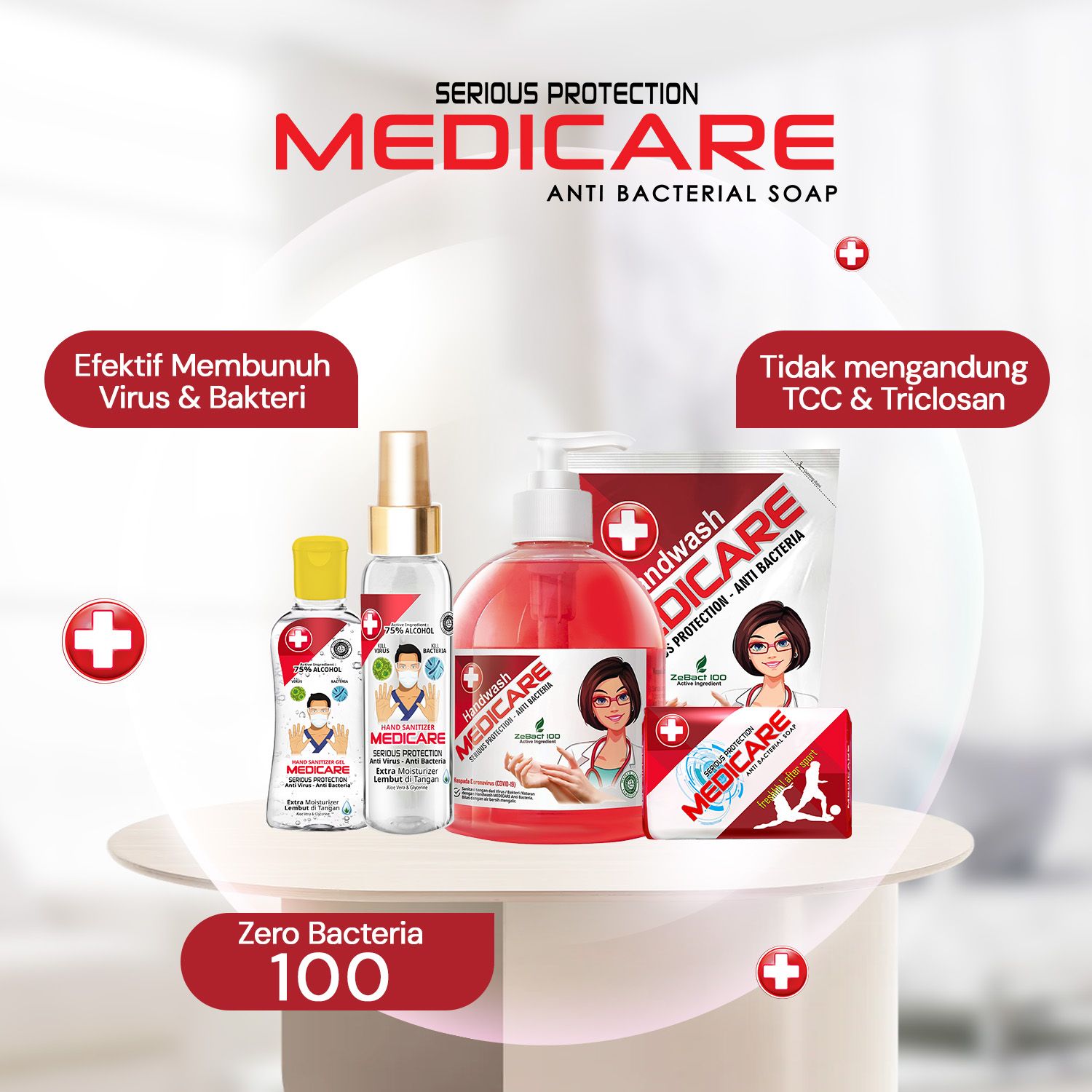 MEDICARE Sabun Cuci Tangan Antibakteri Botol Red 500mL - 2