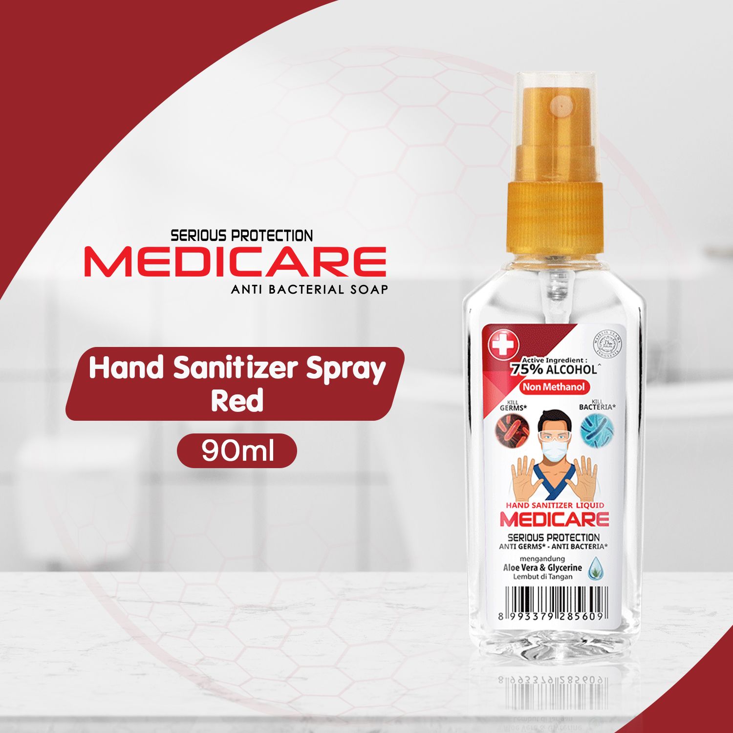 MEDICARE Hand Sanitizer Spray Red 90mL - 1