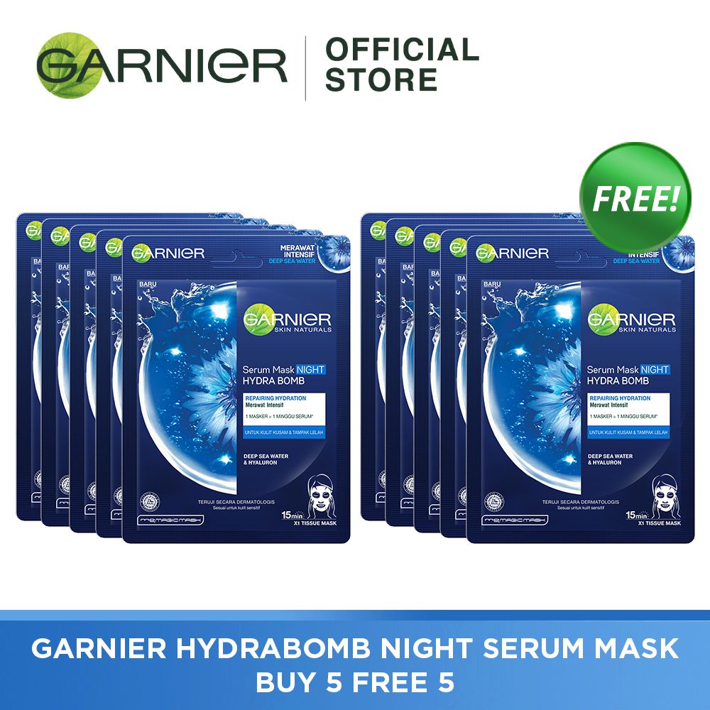 Garnier Hydra Bomb Night Serum Mask (Merawat Intensif) 5 Free 5 - 1