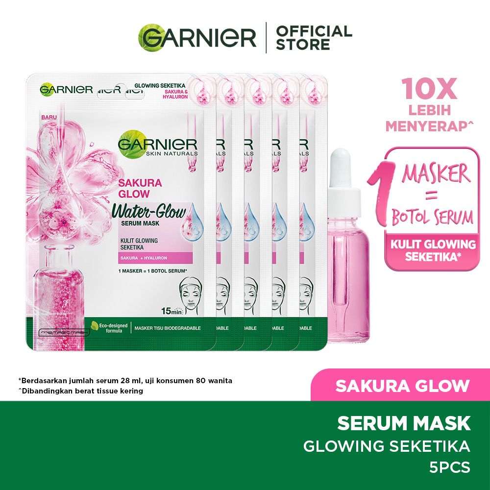 Garnier Sakura Glow Water Glow Serum Mask Pack of 5 - 1