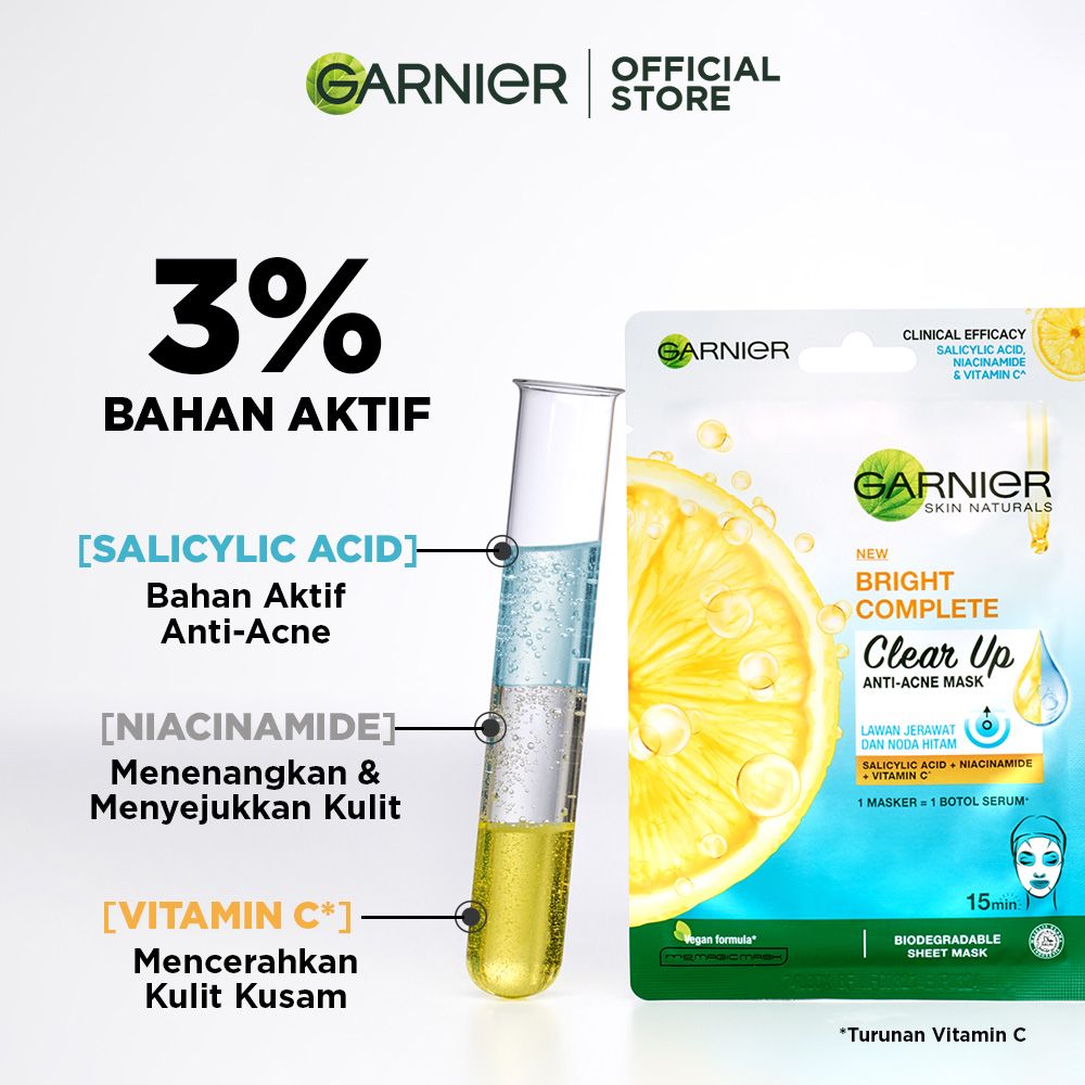 BELI 5 GRATIS 5! Garnier Bright Complete Clear Up Anti Acne Serum Mask Skin Care (Masker Wajah) - 3