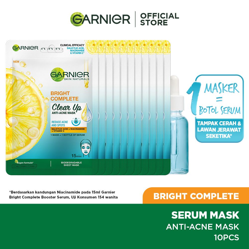 BELI 5 GRATIS 5! Garnier Bright Complete Clear Up Anti Acne Serum Mask Skin Care (Masker Wajah) - 1