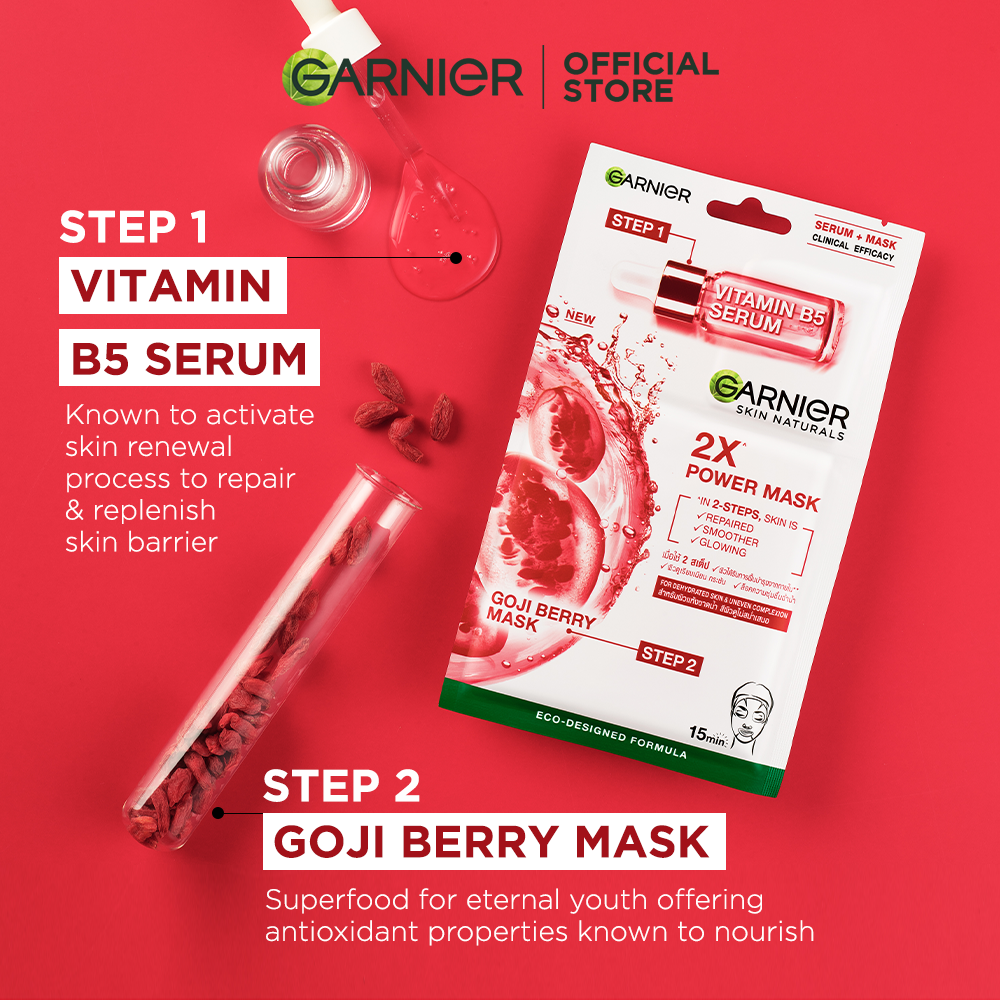 Garnier Two Step Power Mask Vit B5 Serum + Goji Berry Pack of 5 - 2
