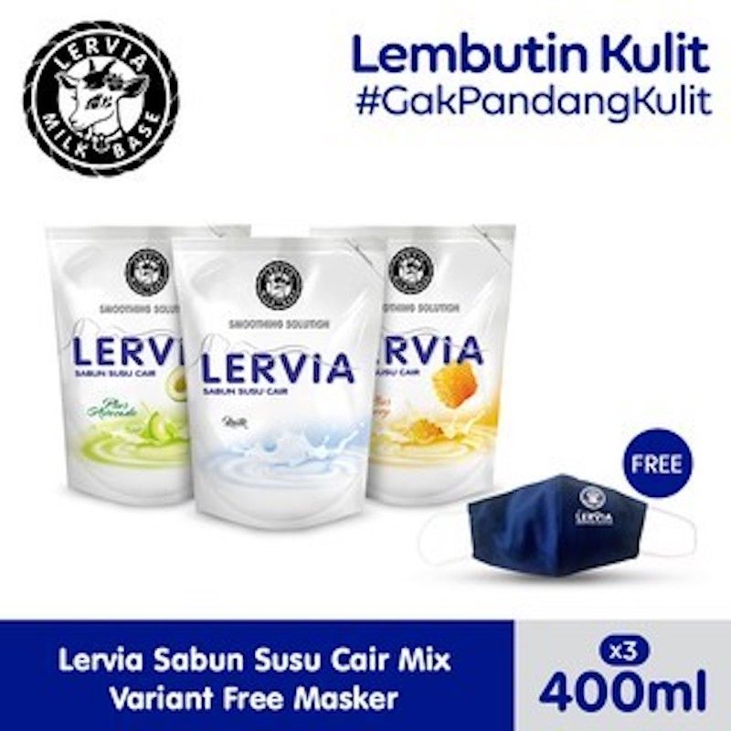 (Free Gift) LERVIA Sabun Susu Cair 400mL Mix Variants Value Pack Free Masker - 1