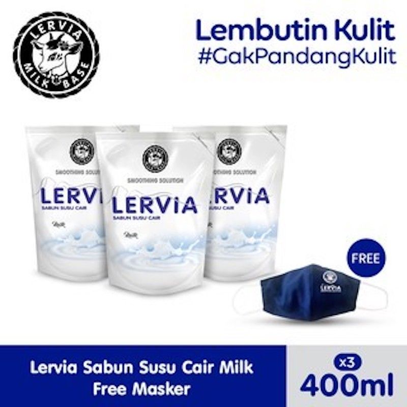 (Free Gift) LERVIA Sabun Susu Cair Milk 400mL Value Pack Free Masker - 1