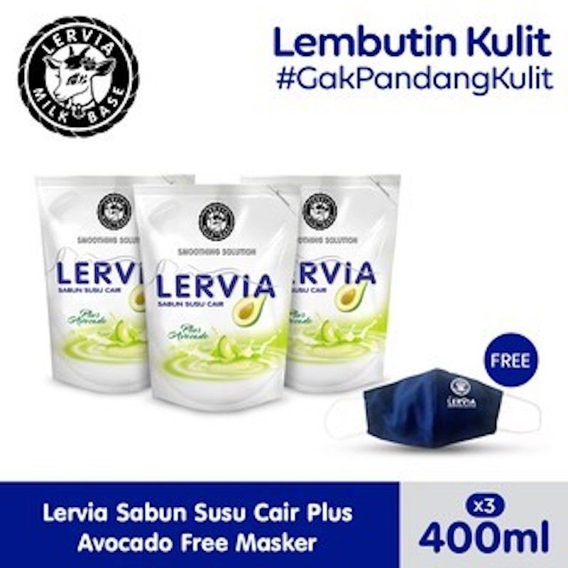 (Free Gift) LERVIA Sabun Susu Cair Plus Avocado 400mL Value Pack Free Masker - 1