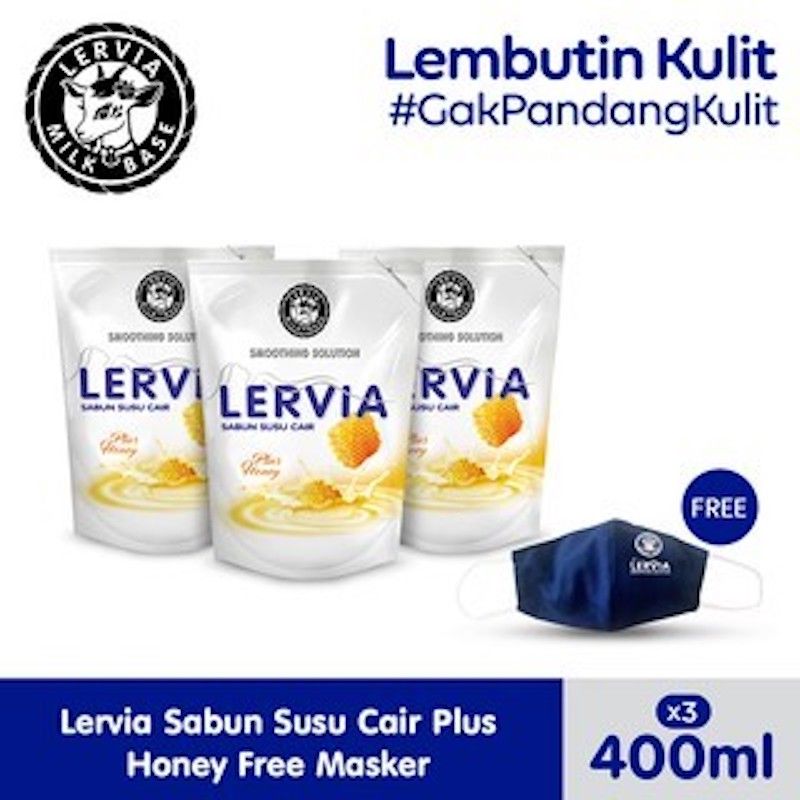 (Free Gift) LERVIA Sabun Susu Cair Plus Honey 400mL Value Pack Free Masker - 1
