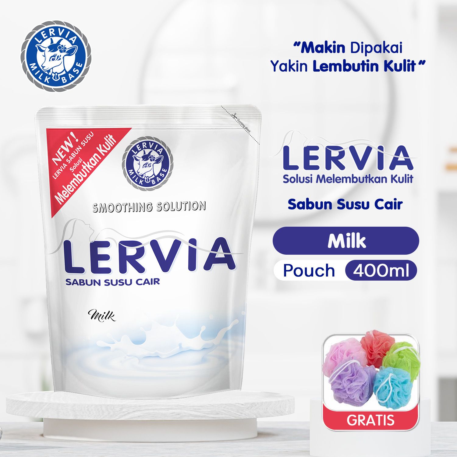 (Free Gift) LERVIA Sabun Susu Cair Milk 400mL Value Pack - 1