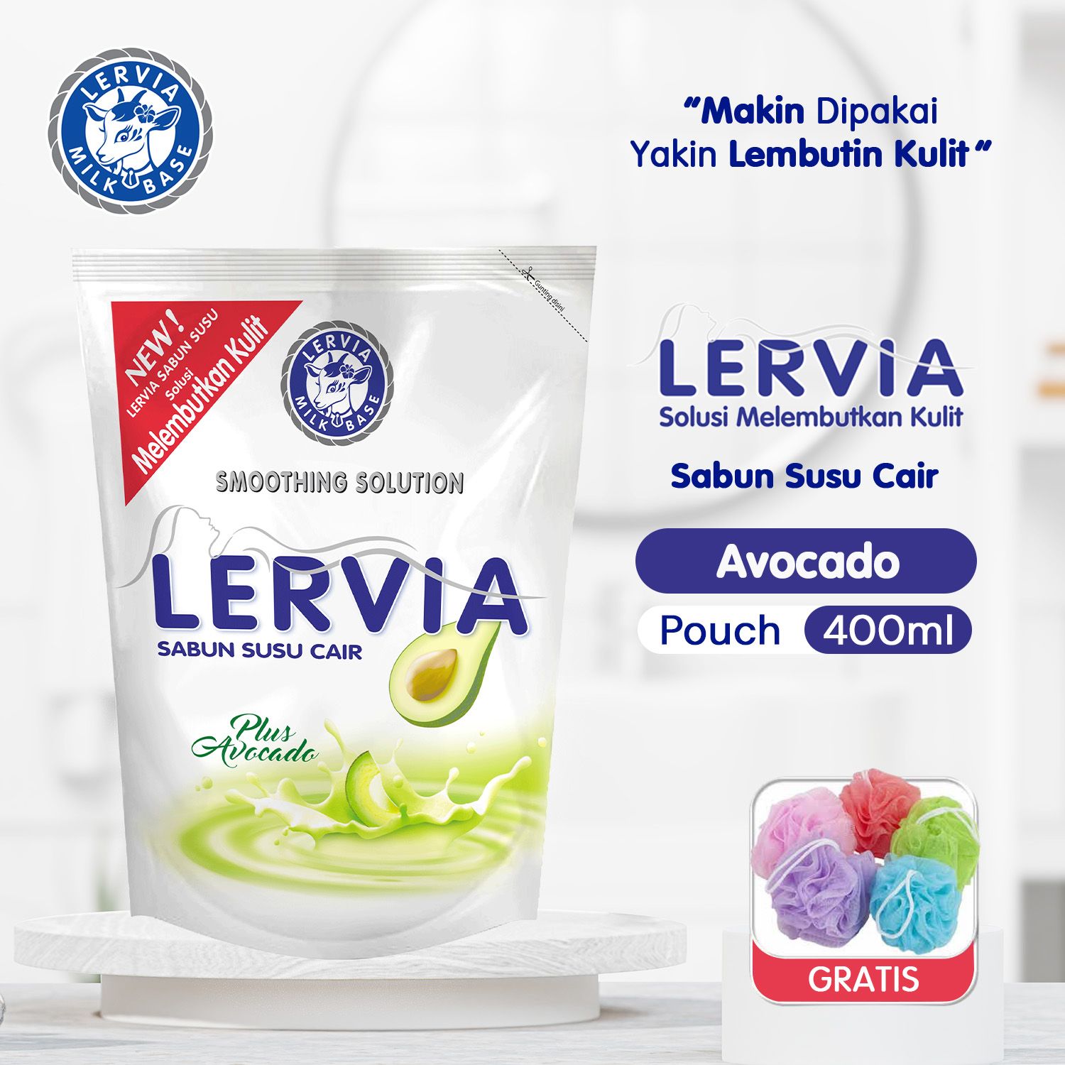 (Free Gift) LERVIA Sabun Susu Cair Plus Avocado 400mL Value Pack - 1