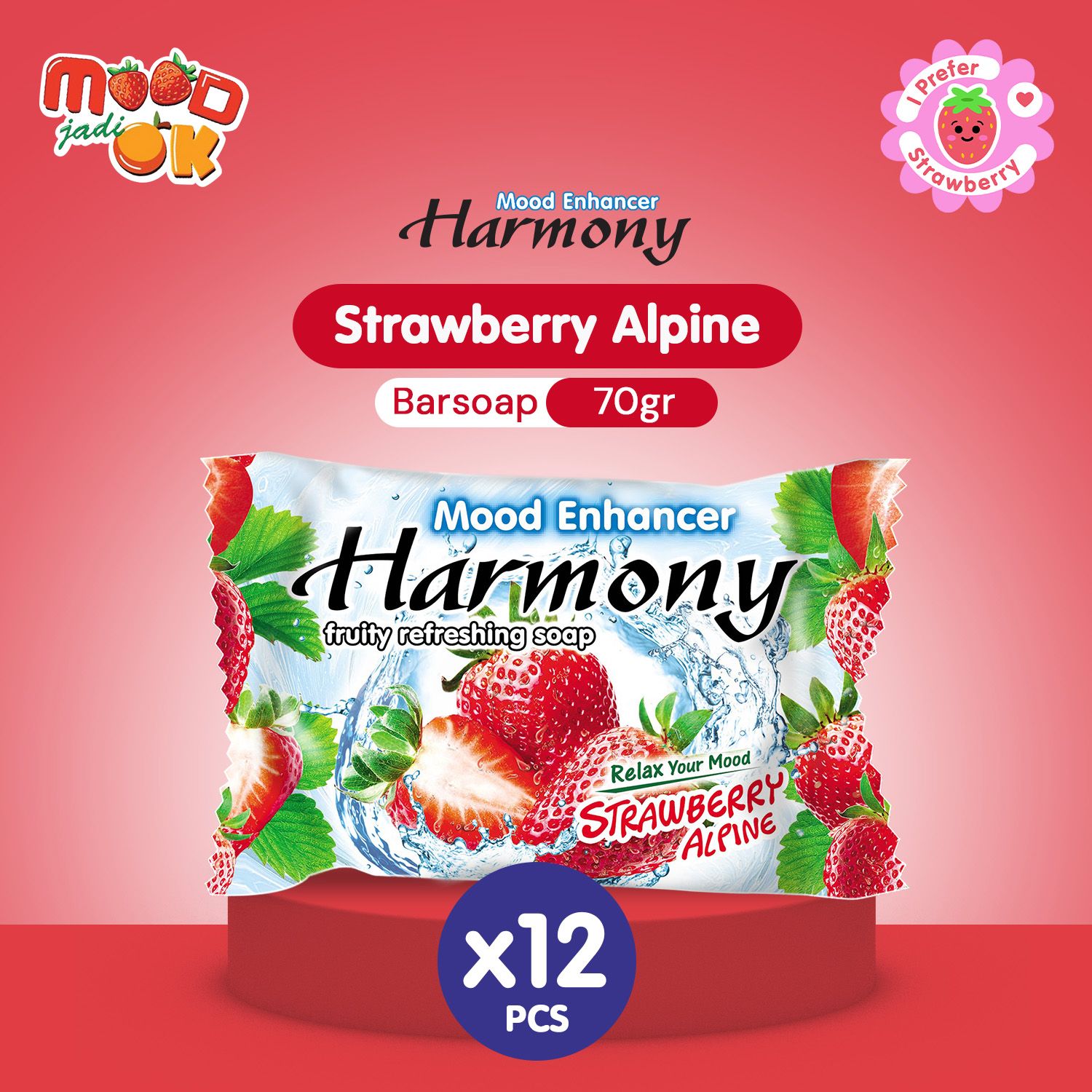 HARMONY Sabun Buah Strawberry 70g (12pcs) - 1