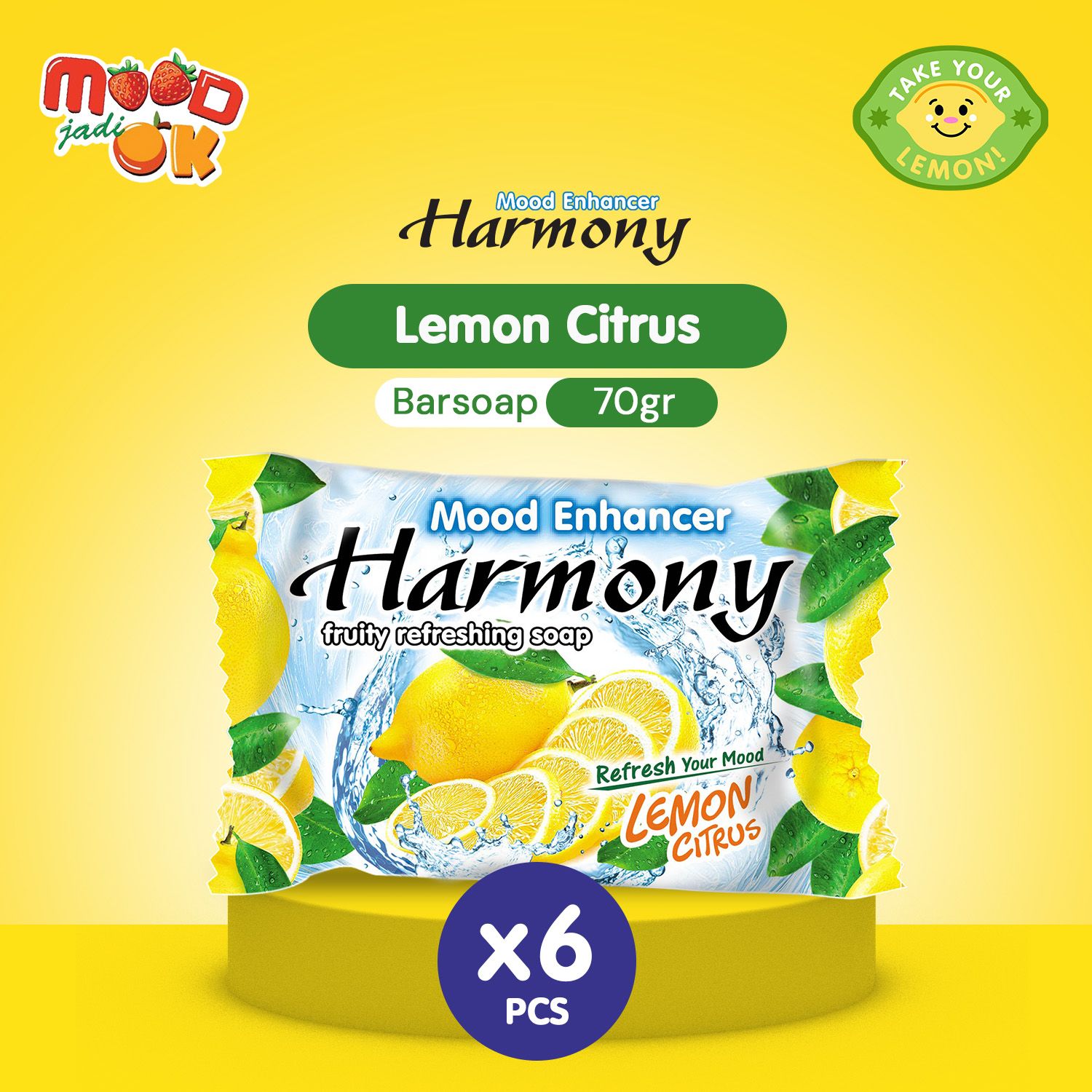HARMONY Sabun Buah Lemon 70g (6 pcs) - 1