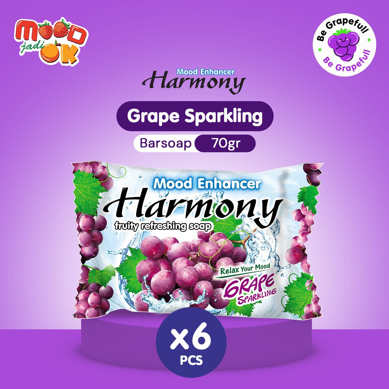 HARMONY Sabun Buah Grape 70g (6 pcs) - 1