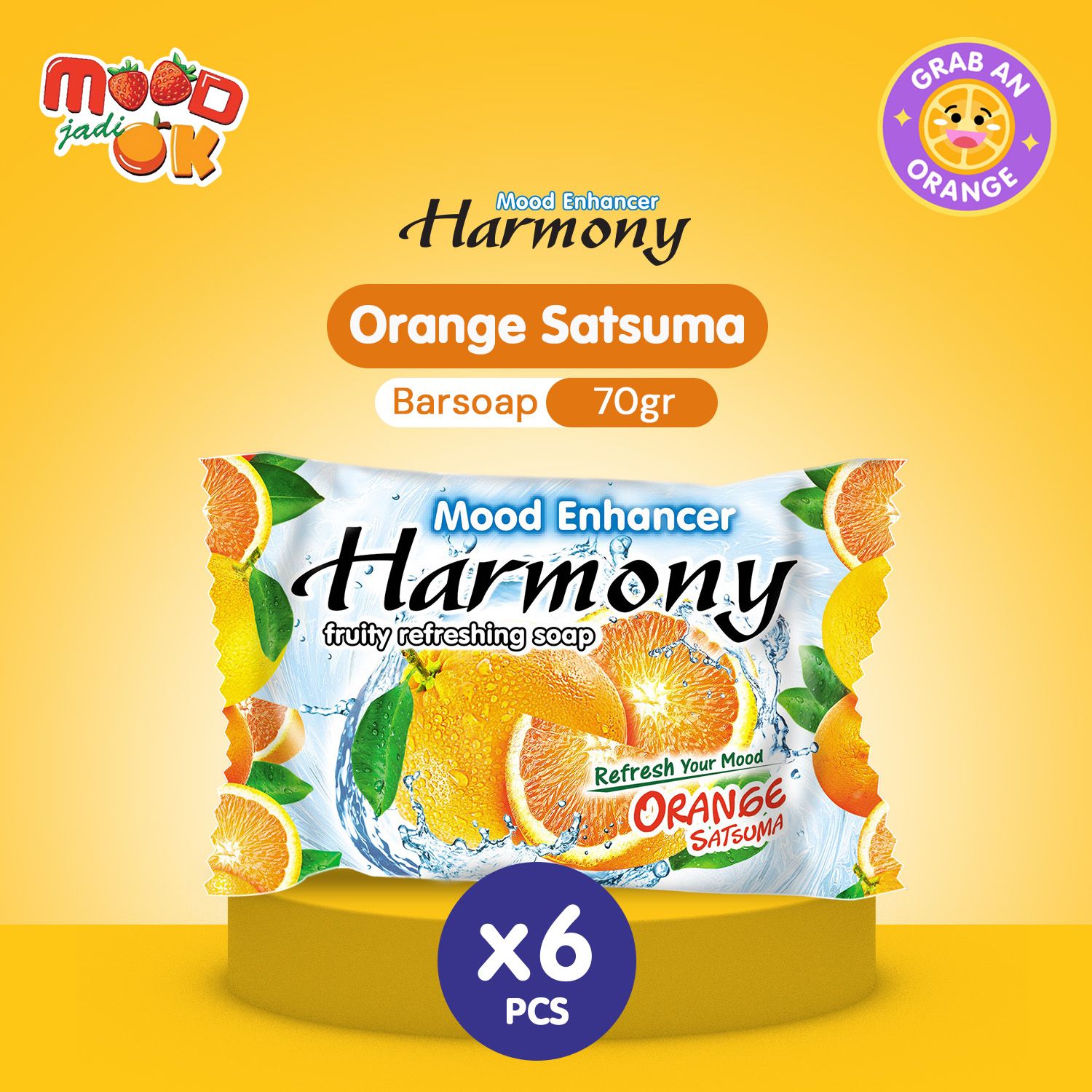 HARMONY Sabun Buah Orange 70g (6 pcs) - 1