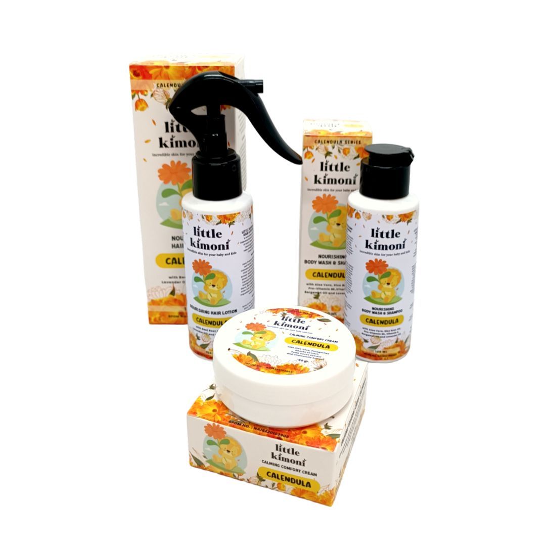 Calendula Bundle Pack Body Wash Shampoo Hair Lotion and Calming Cream - 1
