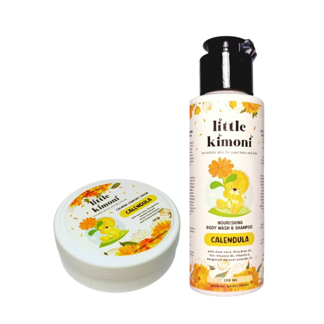 Calendula Duo Pack Body Wash Shampoo & Calming Comfort Soothing Cream - 1