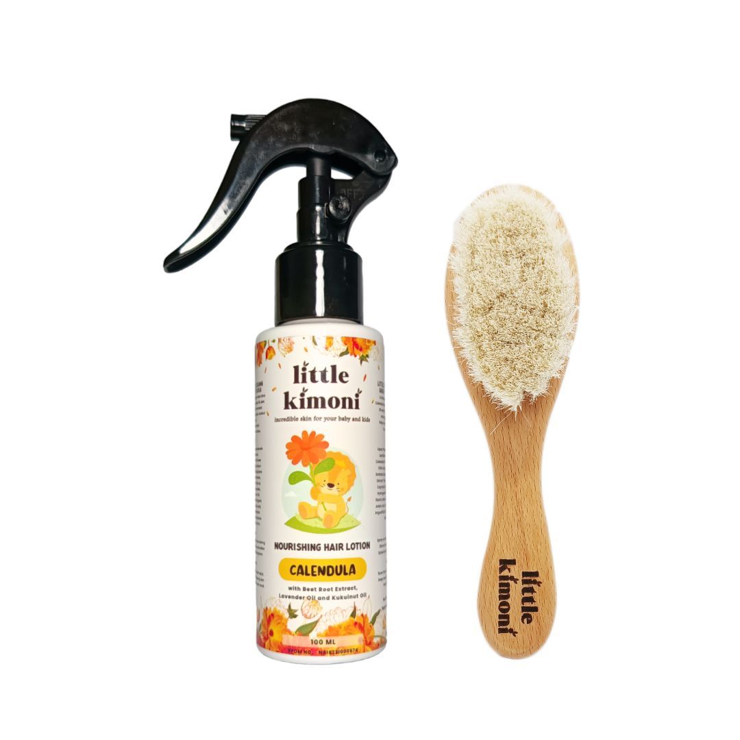 Calendula Nourishing Hair Lotion with Premium Wooden Brush - Hair Pack - 1