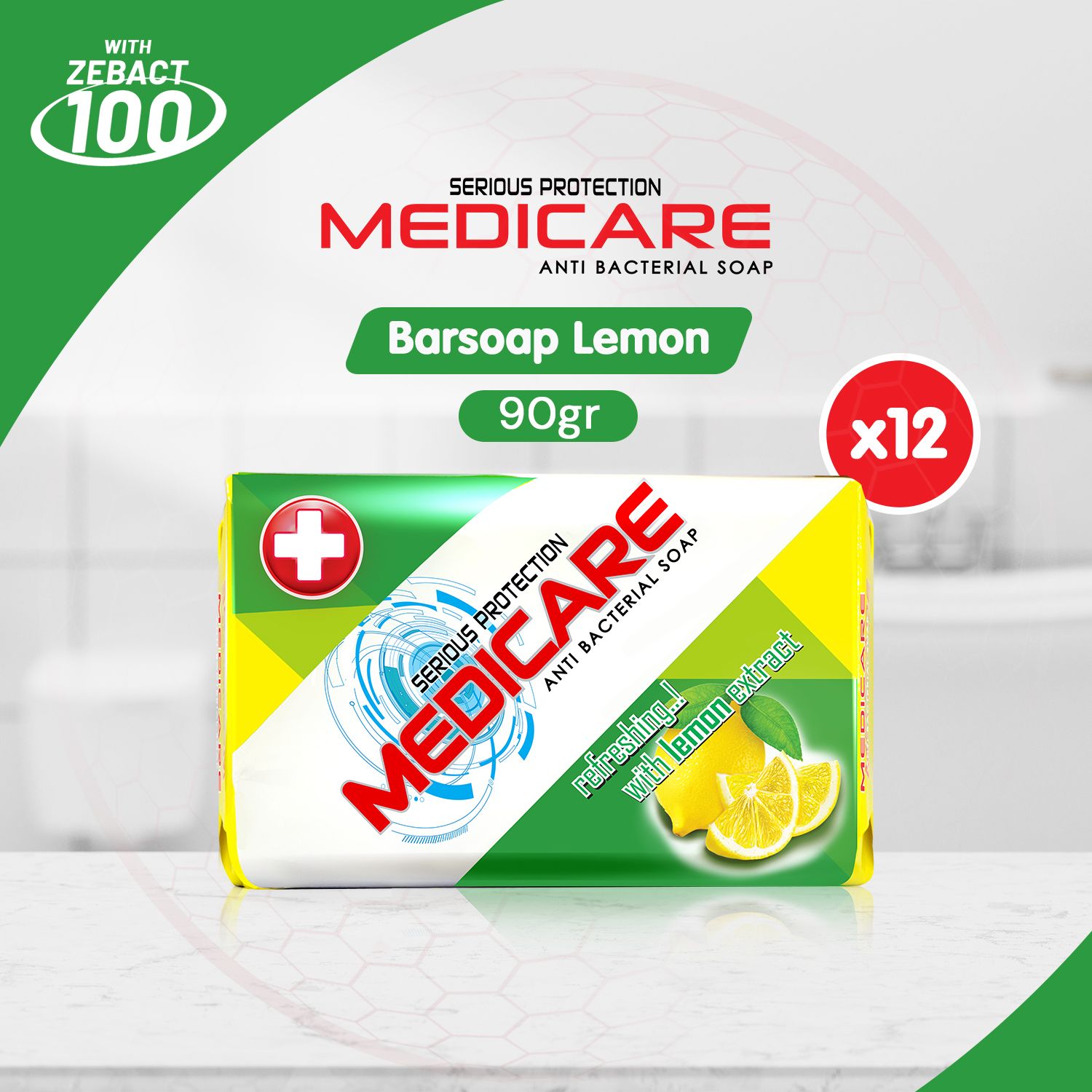 MEDICARE Sabun Antibakteri Lemon 90g (12 pcs) - 1