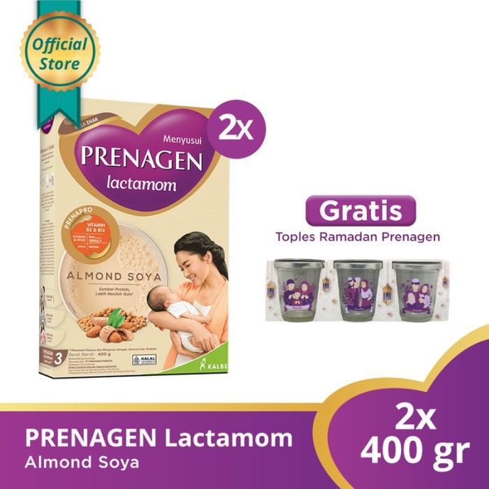 Buy 2 PRENAGEN lactamom Almond Soya 400gr Free Toples Ramadhan - 1
