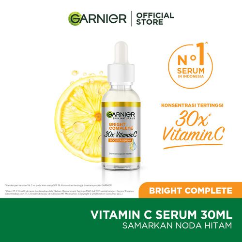 Garnier Bright Complete Vitamin C 30X Booster Serum 30ml Free Scrunchies - 2