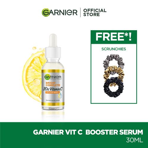 Garnier Bright Complete Vitamin C 30X Booster Serum 30ml Free Scrunchies - 1