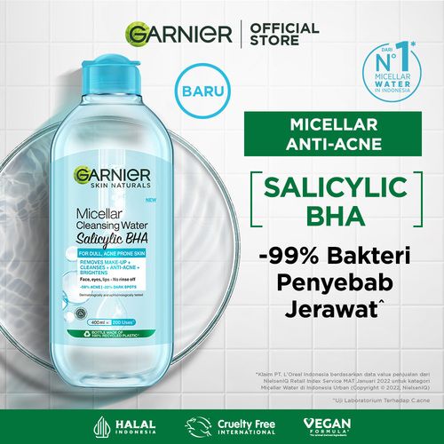 Garnier Micellar Water Salicylic Blue 400ml Free Exoil Shampoo - 2