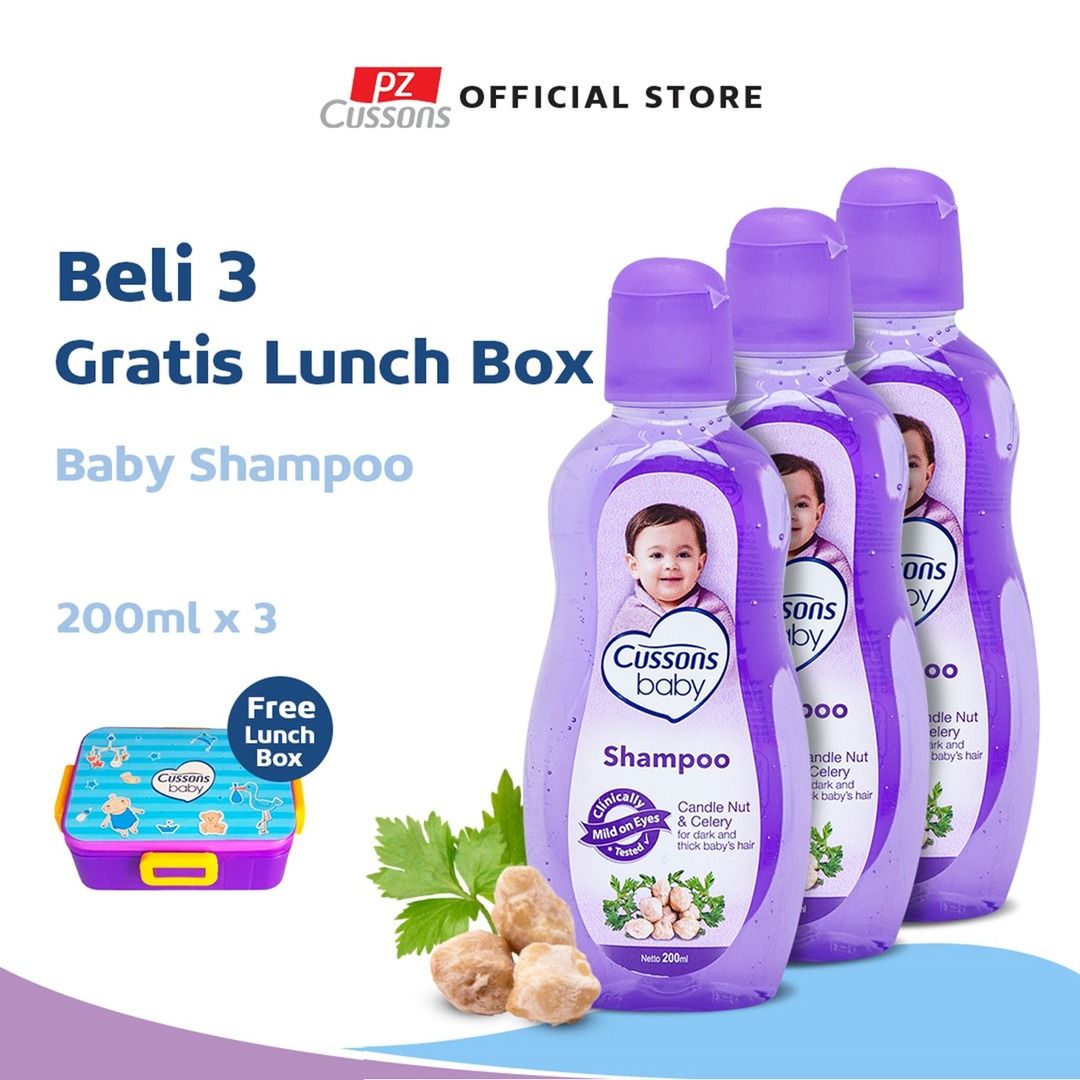 Beli 3 Gratis Lunch Box - Cussons Baby Shampoo - Paket Sampo Bayi - 1