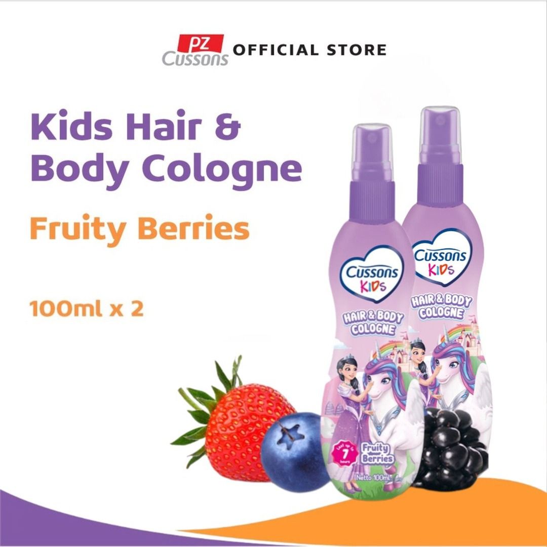 Cussons Kids Hair & Body Cologne Fruity Berries - Parfum Anak 100ml X2 - 1