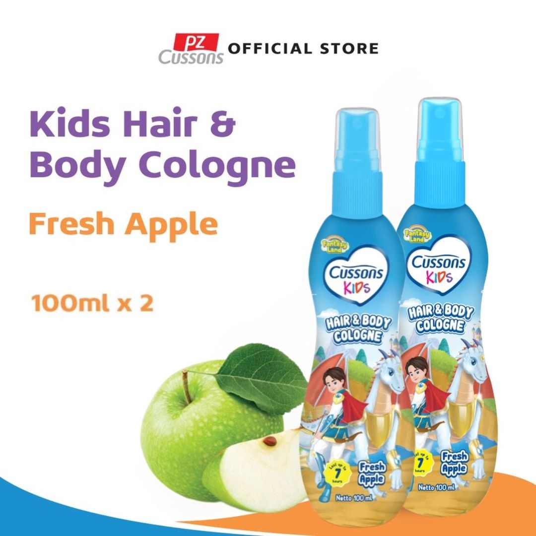 Cussons Kids Hair & Body Cologne Dragon Fresh Apple - Parfum Anak 100ml X2 - 1