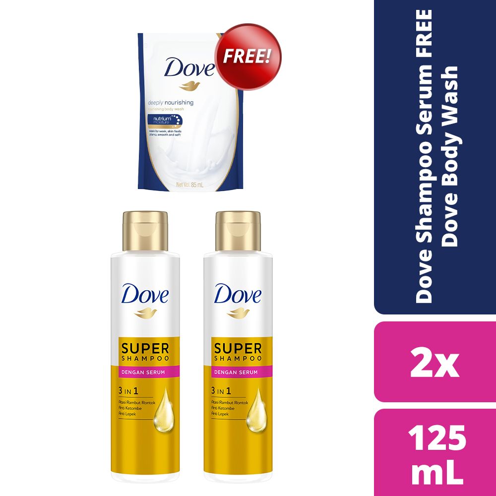 Dove Shampoo Serum 125ML Free Dove Body Wash 85ML - 1