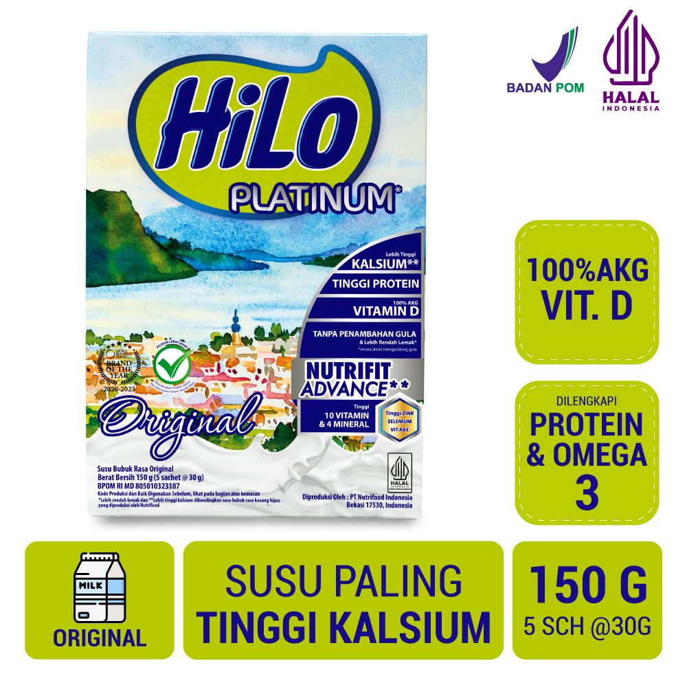 HiLo Platinum Original 150g (5 Sachet) - Susu Tinggi Kalsium Lebih Rendah Lemak | 2101700037 - 1