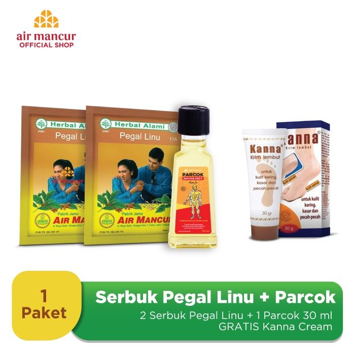 Serbuk Pegal Linu (2) + Parcok 30 ml (1) Free Kanna Cream - 1