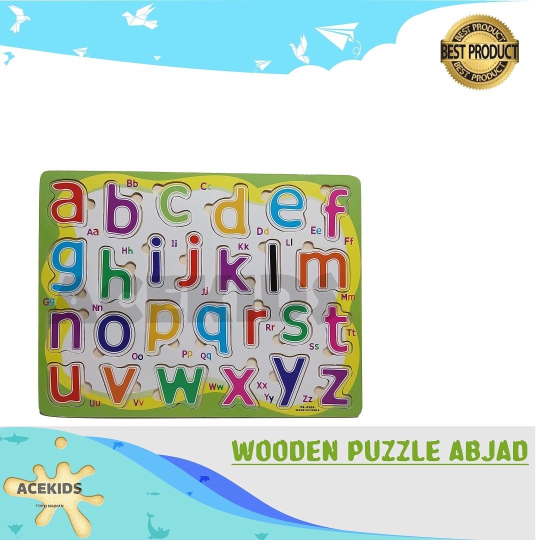 Acekids Mainan Edukasi Wooden Puzzle Abjad Balok Kayu Puzzle Murah - 300Y-19ABC/300Y-19NC - 1