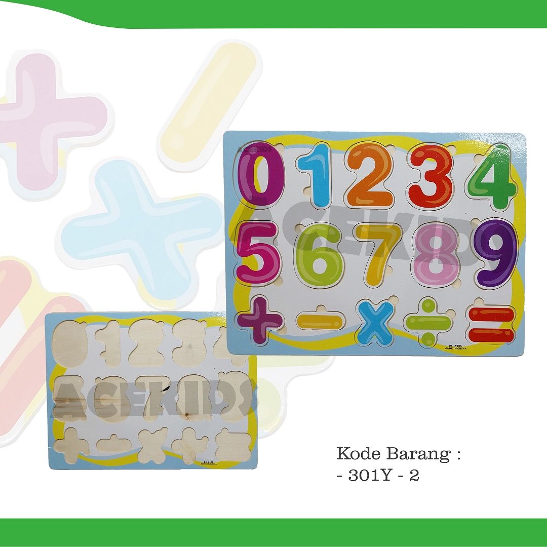 Acekids Mainan Edukasi Wooden Puzzle Angka Balok Kayu Puzzle Murah - 300Y-19ABC/300Y-19NC - 2