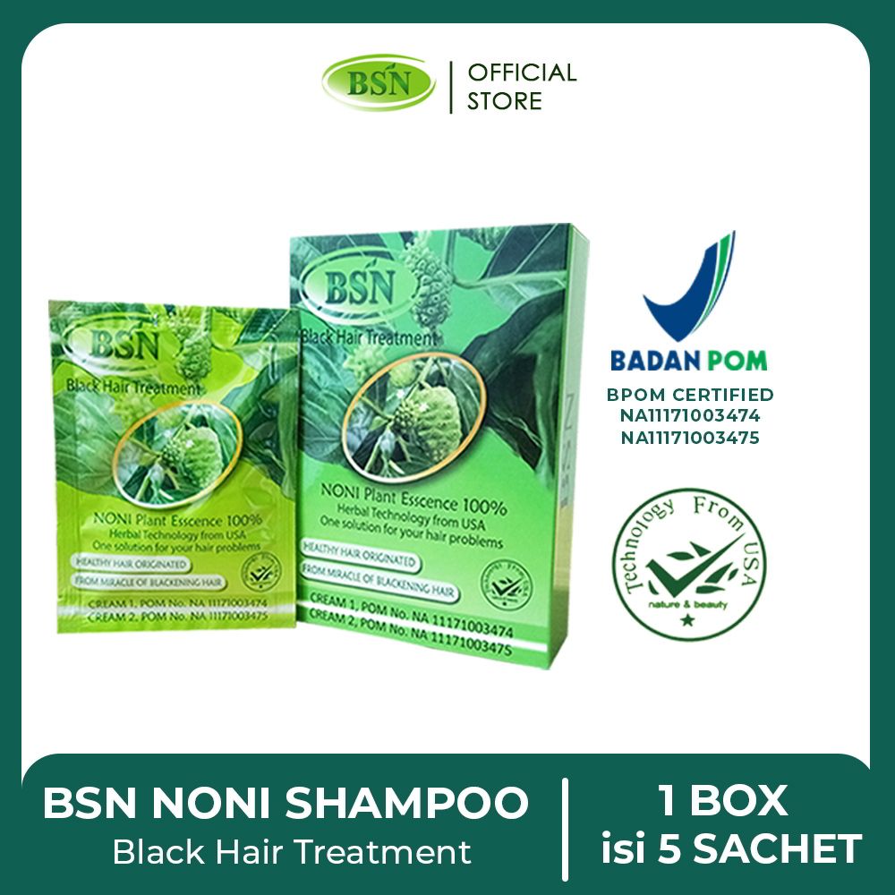 BSN Noni Shampoo isi 5 sachet - Perawatan rambut dan membuat rambut hitam berkilau - 1