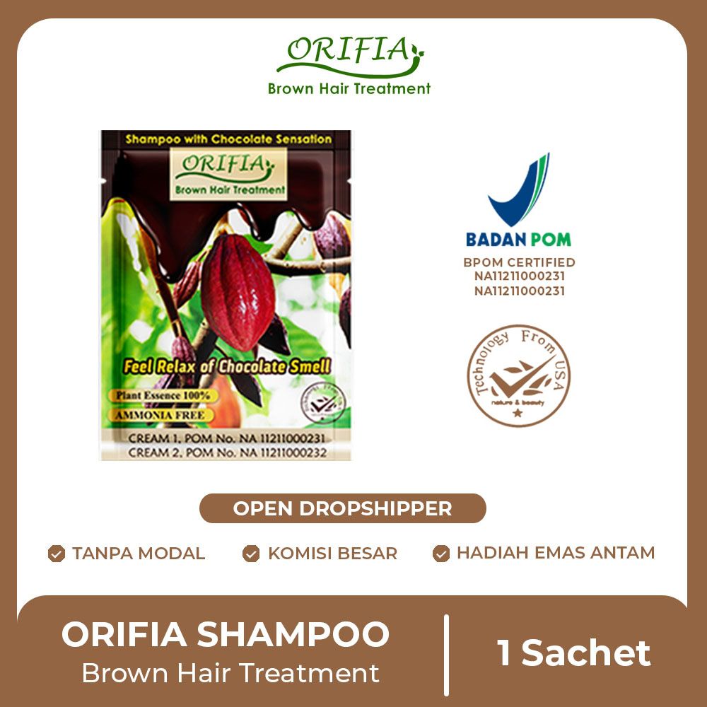Orifia Shampoo Sampo Cokelat Brown Perawatan rambut Hair Treatment Sachet - 1