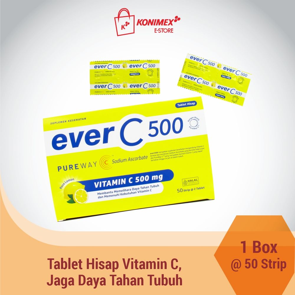 everC500 Lemon Box - 50 Strip Tablet Hisap Vitamin C - 1