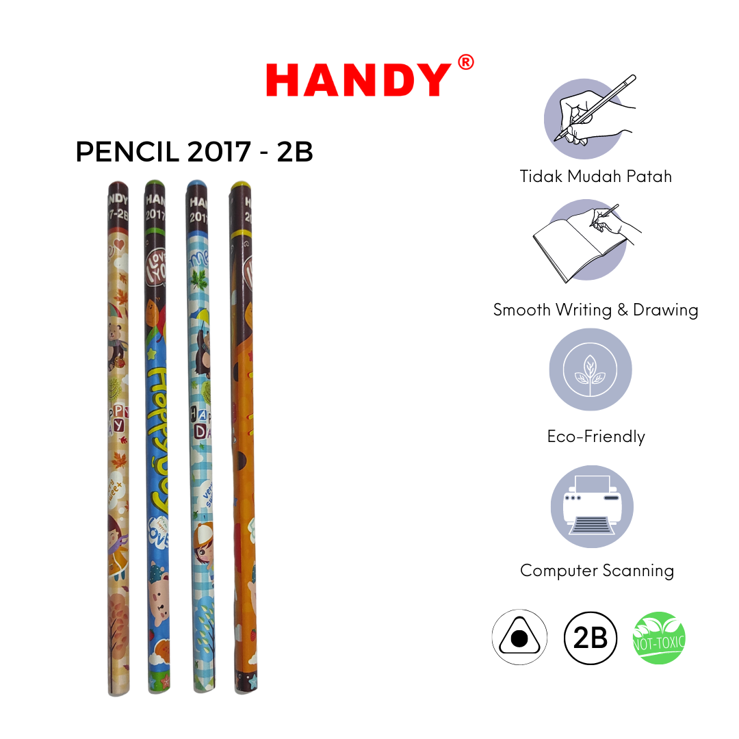 PENSIL 2B HANDY 2017 - 2B Isi 12 PCS Pencil Sketch Gambar Writing Drawing - 4